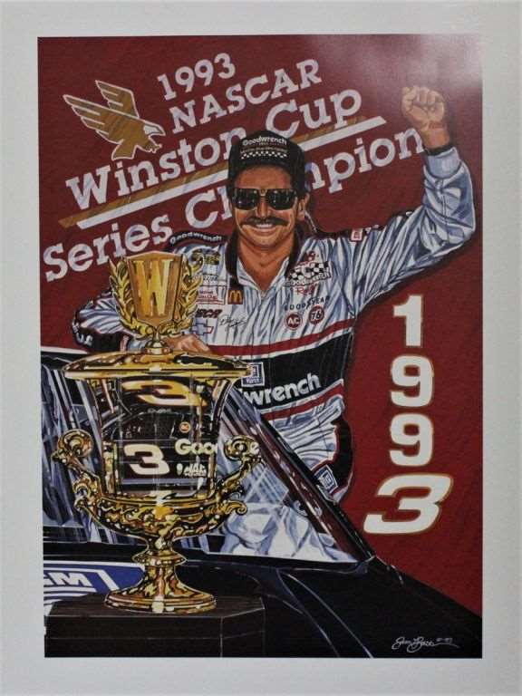 Dale Earnhardt 1993 "Black Gold!" Original Sam Bass Print 31" X 22 ...