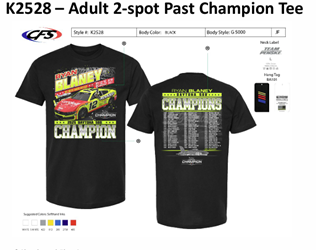 *Preorder* William Byron 2025 Adult Daytona 500 2/16 Winner/Past Champions  2-spot Tee William Byron, Tee, NASCAR, 2025, Championship, Champ